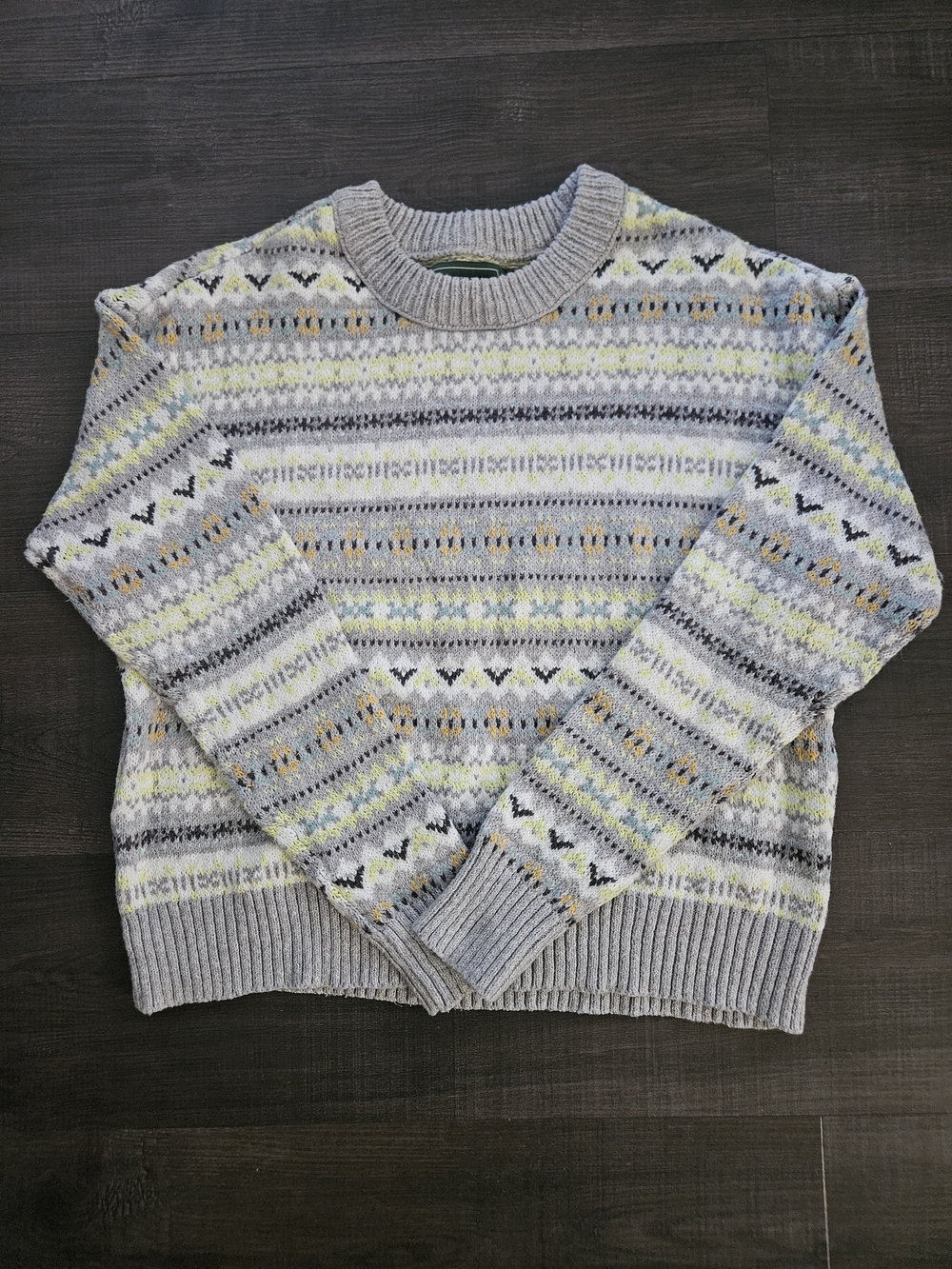 Vintage American Eagle Fair Isle Chunky Knit Crewneck Sweater - Size XS